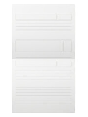 Blank folded application form document with lines for text on a transparent background