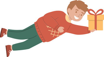 vector illustration of flying boy person