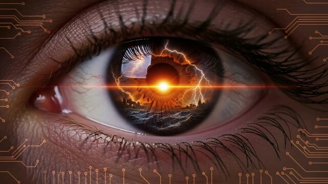 Digital Eye Visionary Insight Futuristic Technology Lightning Storm Reflection Data Stream Cybernetic Visionary Insight Futuristic Technology Lightning Storm Reflection Data Stream Cybernetic