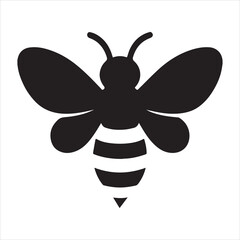 Silhouette bee icon flat animal insect nature design vector illustration