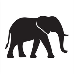 Silhouette elephant graphic art black isolated vector illustration