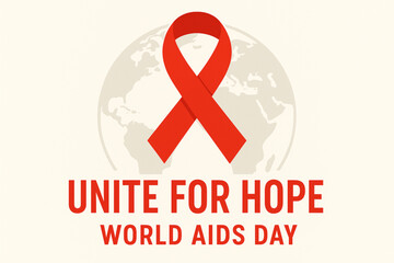 World aids day banner with a simple red ribbon design