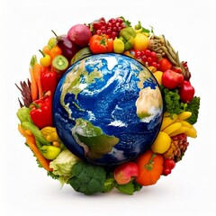 Fresh organic fruits and vegetables in a basket a world of healthy food