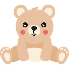 Cute Cartoon Bear Sitting With A Transparent Background And A Fluffy Appearance.