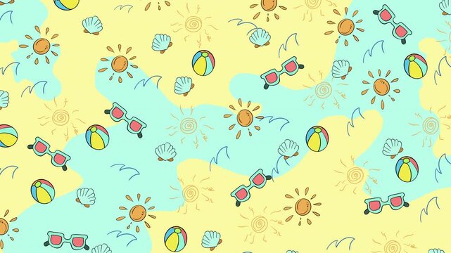 Fun summer beach seamless pattern