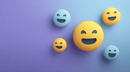 Obraz premium Colorful Smiley Faces on a Soft Gradient Background Creating a Joyful Mood with Bright and Vibrant Expressions Perfect for Cheerful Designs and Positive Themes