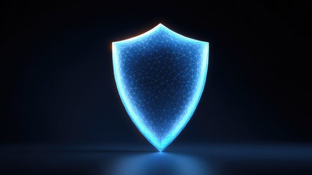 Futuristic Digital Shield with Neon Glow and Network Design Illustrating Cyber Security Protection in a Technological Environment - Powered by Adobe