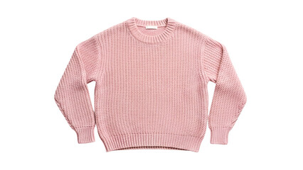 Fototapeta premium Pink chunky knit pullover garment displayed against a dark background