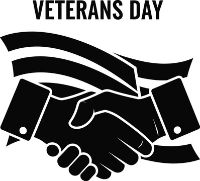 Veterans day handshake with american flag, honoring military service and sacrifice