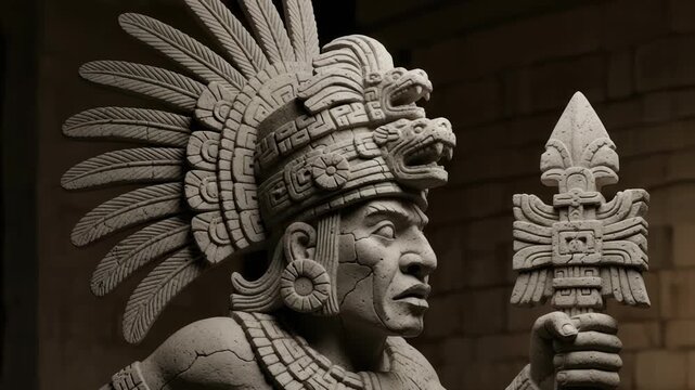 Ancient Majesty: The Aztec Ruler Statue and Stone Spear Unveiled, Relics of Civilization