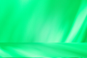 Wall interior background, studio and backdrops show products. with leaf shadow leaf from window color green and white. background for text insertion and presentation of product	
