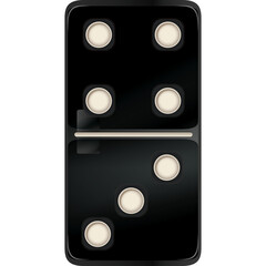 Black Domino With White Dots Showing Five And Two Pips On Transparent Background