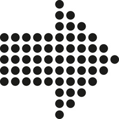 Black Dotted Arrow Pointing Rightward Isolated on Transparent Background