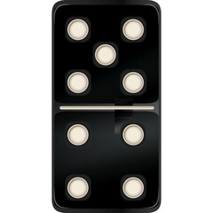 Black Domino With Five Dots On Top And Four Dots On Bottom With Cream Colored Divider On Transparent Background