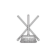 Broom and mop line art household essentials