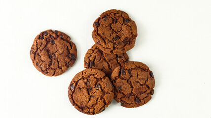chocolate cookies on a white background
