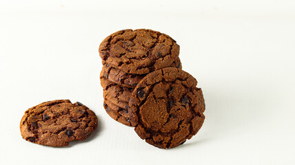 chocolate cookies on a white background