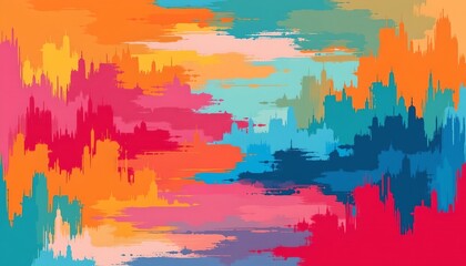 Vibrant Digital Abstract Background with Sunset Hues