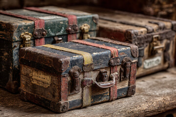 Obraz premium Vintage Trunk Presentation for Nostalgic Decor Apps and Retro-Themed Celebrations
