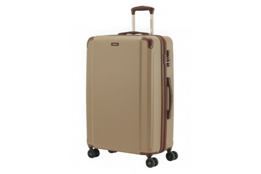 Stylish gold hardside spinner luggage with telescopic handle for travel