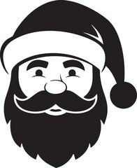 Festive Santa Claus icon ready for holiday cheer and Christmas spirit in black and white, perfect for seasonal designs and joyful celebrations