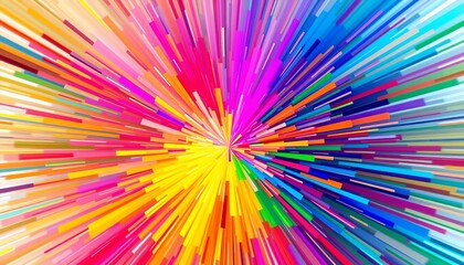 Abstract burst of vibrant colors, dynamic energy radiating outwards,  illustration, explosion