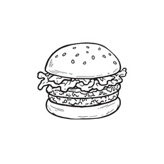 cheeseburger line art classic favorite food choice