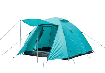 aqua tent outdoors, camping, a shelter for outdoors activities and travel trip, isolated on white or transparent background. PNG