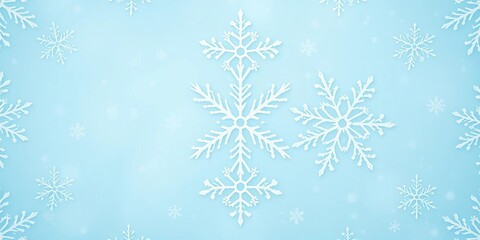 Intricate white snowflake pattern on a soft blue background, subtle, snowflake pattern