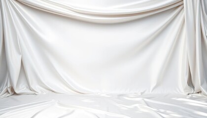 Luxurious, smooth white satin fabric backdrop, wedding, minimal