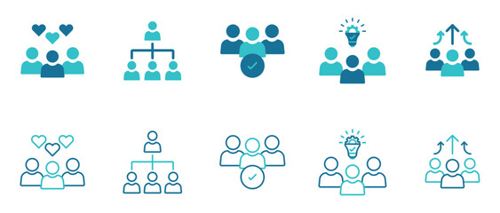 Team icon set. salesperson, marketing, funnel, lead generation. Vector and illustrator