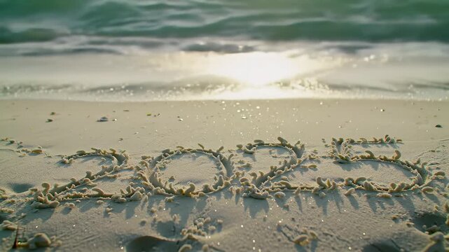 2025 Handwriting On Tropical Beach Washed By Gentle Waves