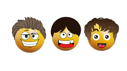 Funny cartoon vector faces set of happy smiley expressions and sad avatars