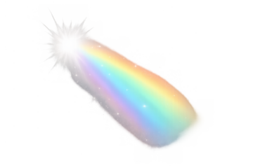 Light beam with rainbow colors and sparkling particles, an abstract magical effect on a transparent background