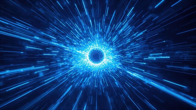 Abstract Energy Waves: Blue Light and Cosmic Particles in a Futuristic Quantum Universe Background