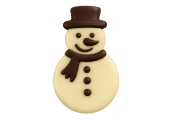 White chocolate snowman candy with dark chocolate details, creating a festive winter sweet treat