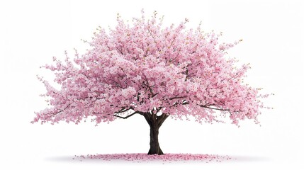Obraz premium Pink Blossoming Tree in Tranquil Spring Environment: A Captivating Display of Nature's Beauty and Vibrant Floral Scenery