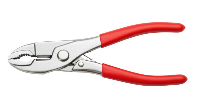 Adjustable plier tool with red handles for gripping and turning objects seamlessly isolated on transparent background