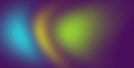 Grainy gradient background with glowing blue purple green and orange wave, smooth noise texture design
