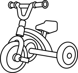 Simple Line Art Tricycle Outline Drawing for Children Illustration