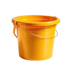 Bright yellow plastic bucket with metal handle