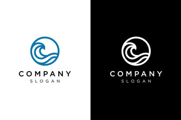 linear waves in a circle logo design