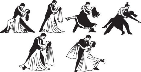 Dramatic Dance Dip Pose Silhouette Collection