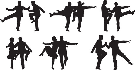 1920s Charleston Dancing Couple Silhouettes