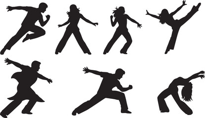 Obraz premium Competitive Dance-Off Couple Silhouettes