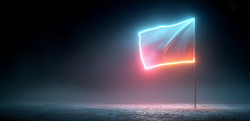 Pure black background with glowing neon infinity symbol modern mathematics concept eternal design endless loop illustration generated ai