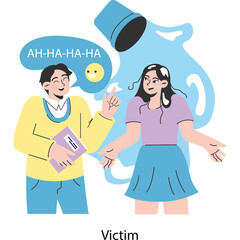 Man Laughing At Woman Who Appears Confused And Frustrated With Abstract Shapes In The Background In A Flat Illustration Style
