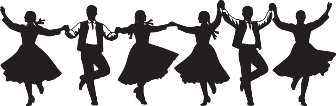Traditional Folk Dance Couple Silhouettes