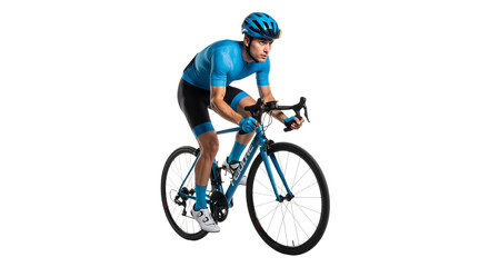 Obraz premium Focused cyclist pedaling on road bike for fitness and healthy lifestyle