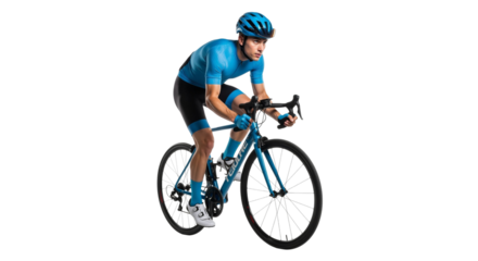 Focused cyclist pedaling on road bike for fitness and healthy lifestyle